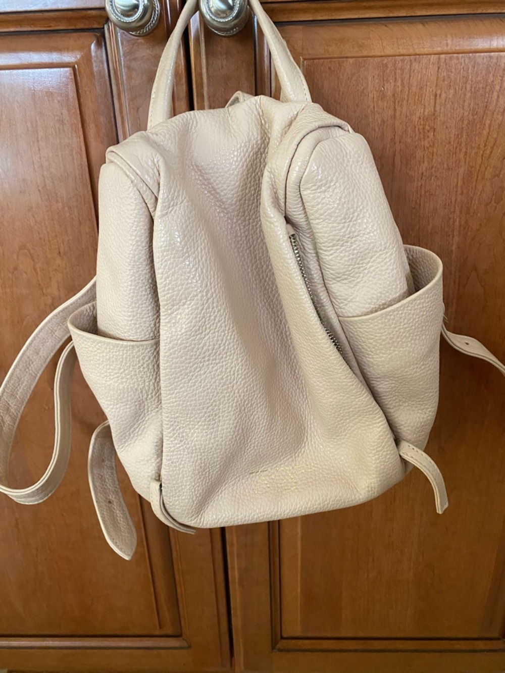 Joey James Everyday Pebbled Cream Leather Backpack - Women's Casual Backpack